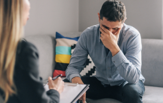 A comfortable therapy room setting, symbolizing the safe and supportive environment of talk therapy sessions.